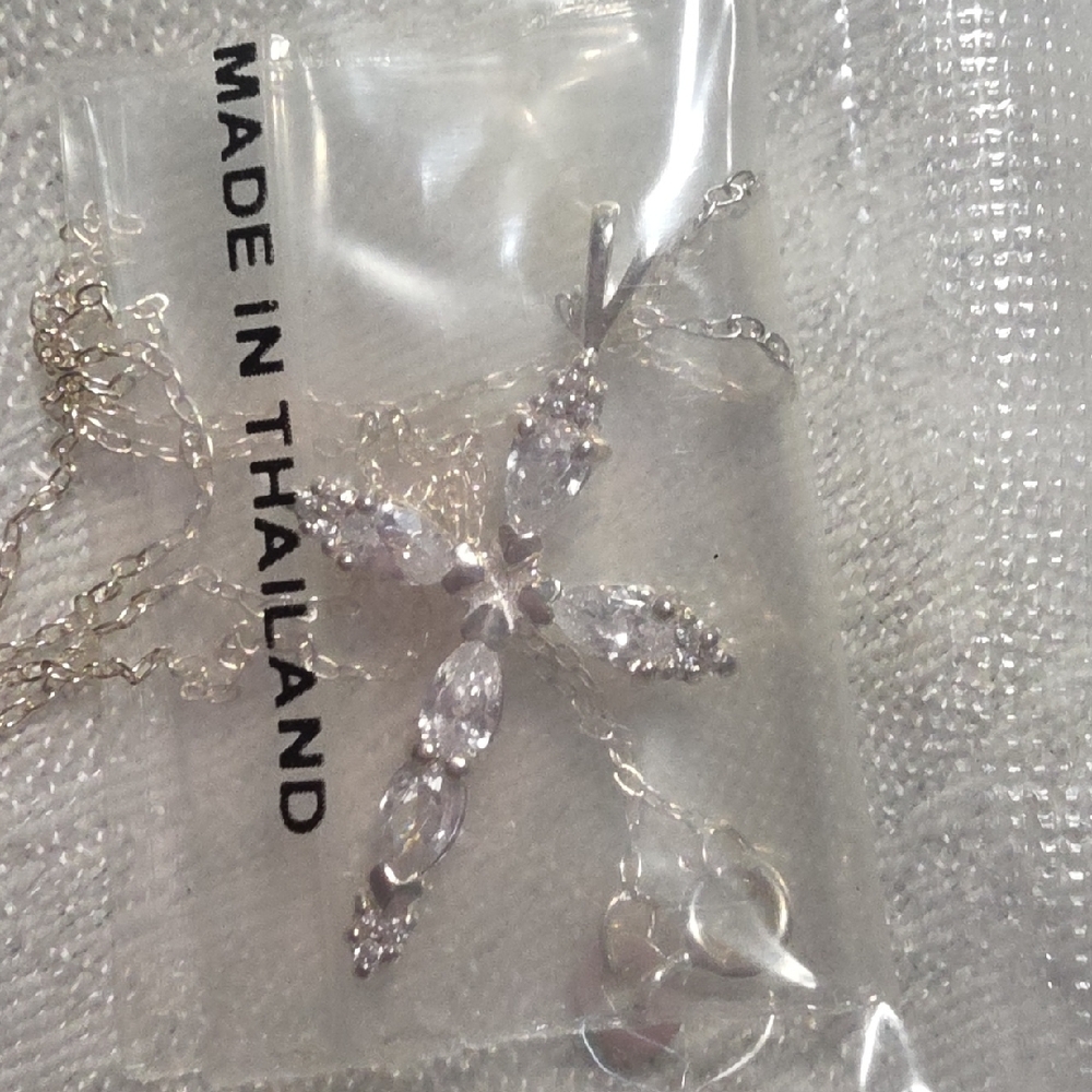 Elegant Sterling Silver Zircon Cross Necklace